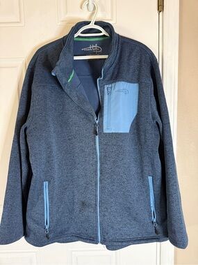 Reel Life Men's Heathered Navy Full-Zip Jacket with Light Blue Accents